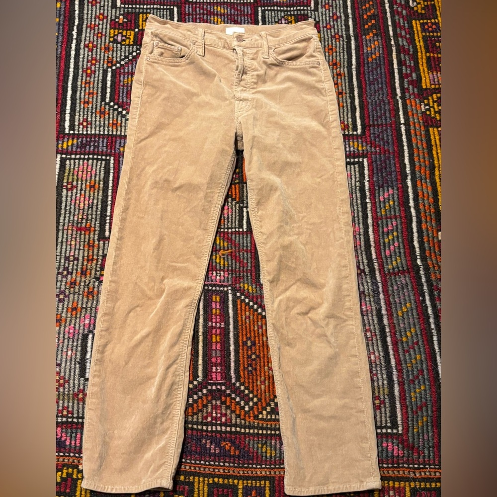 MOTHER The Tomcat Ankle Corduroy Pants Sz 27 Camel Button Fly Neutral Straight
